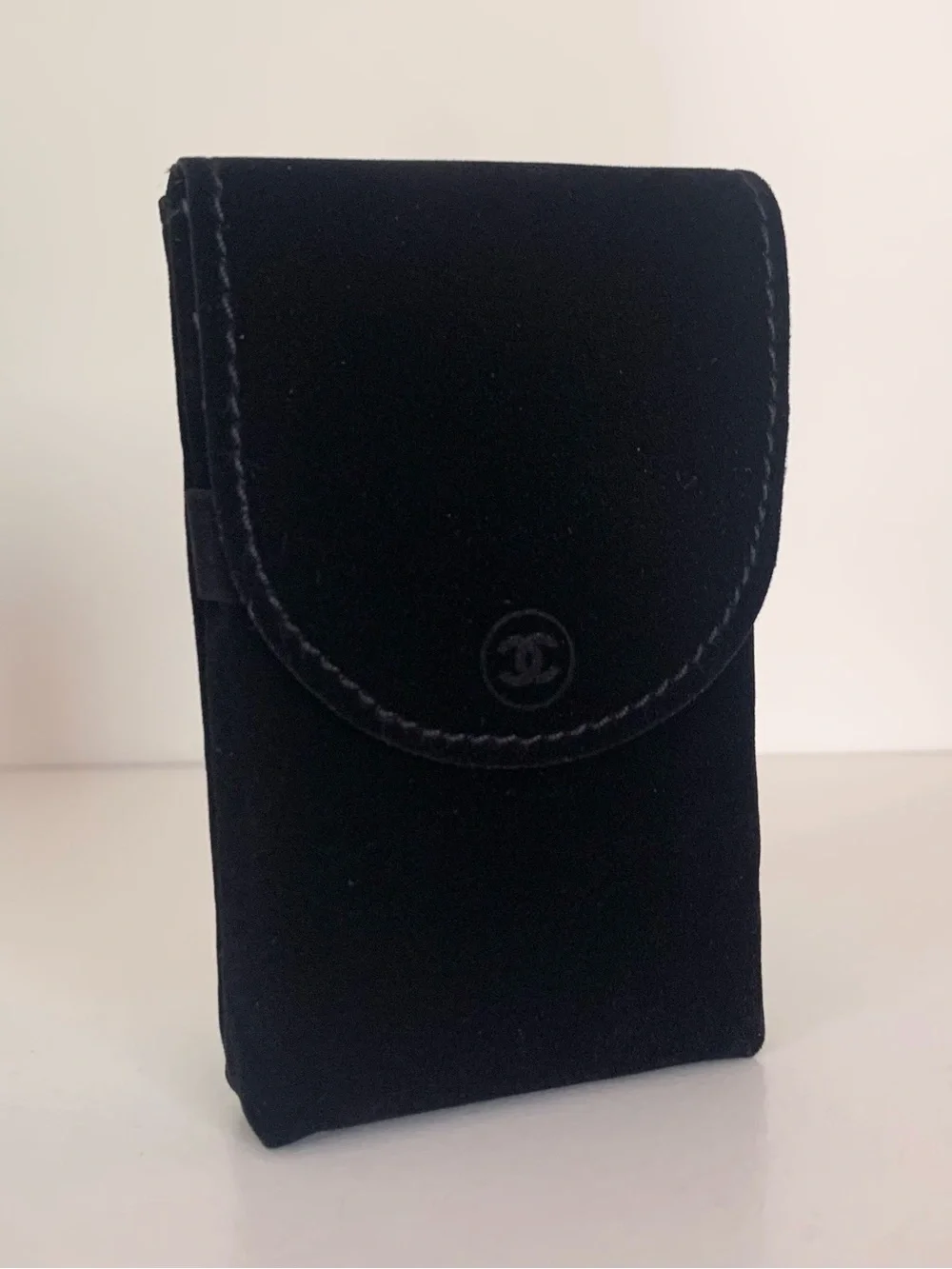 Chanel black velvet pouch case